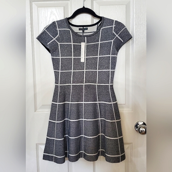 My Michelle Other - My Michelle Girls Silver Sparkle & Black Sweater Knit Short Sleeve Skater Dress